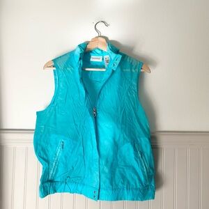Vintage Liz Golf Liz Claiborne Small Teal Blue Nylon Full Zip Sleeveless Vest